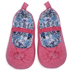 Bowknot Premium Girls Anti-Slip Ballerina Booties - Peach