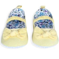 Bowknot Premium Girls Anti-Slip Ballerina Booties - Yellow