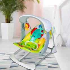 Bright Stars Foldable Musical Comfortable Swing Jungle Print Green