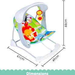 Bright Stars Foldable Musical Comfortable Swing Zoo Print Multicolor