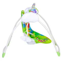 Bright Stars Foldable Musical Comfortable Swing With Animals Green