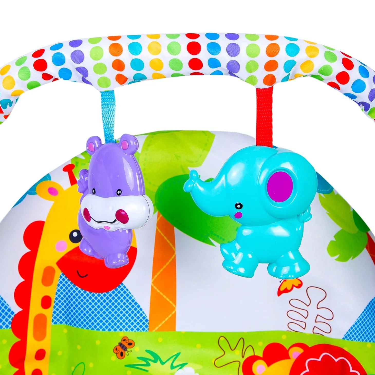 Bright Stars Foldable Musical Comfortable Swing With Animals Green