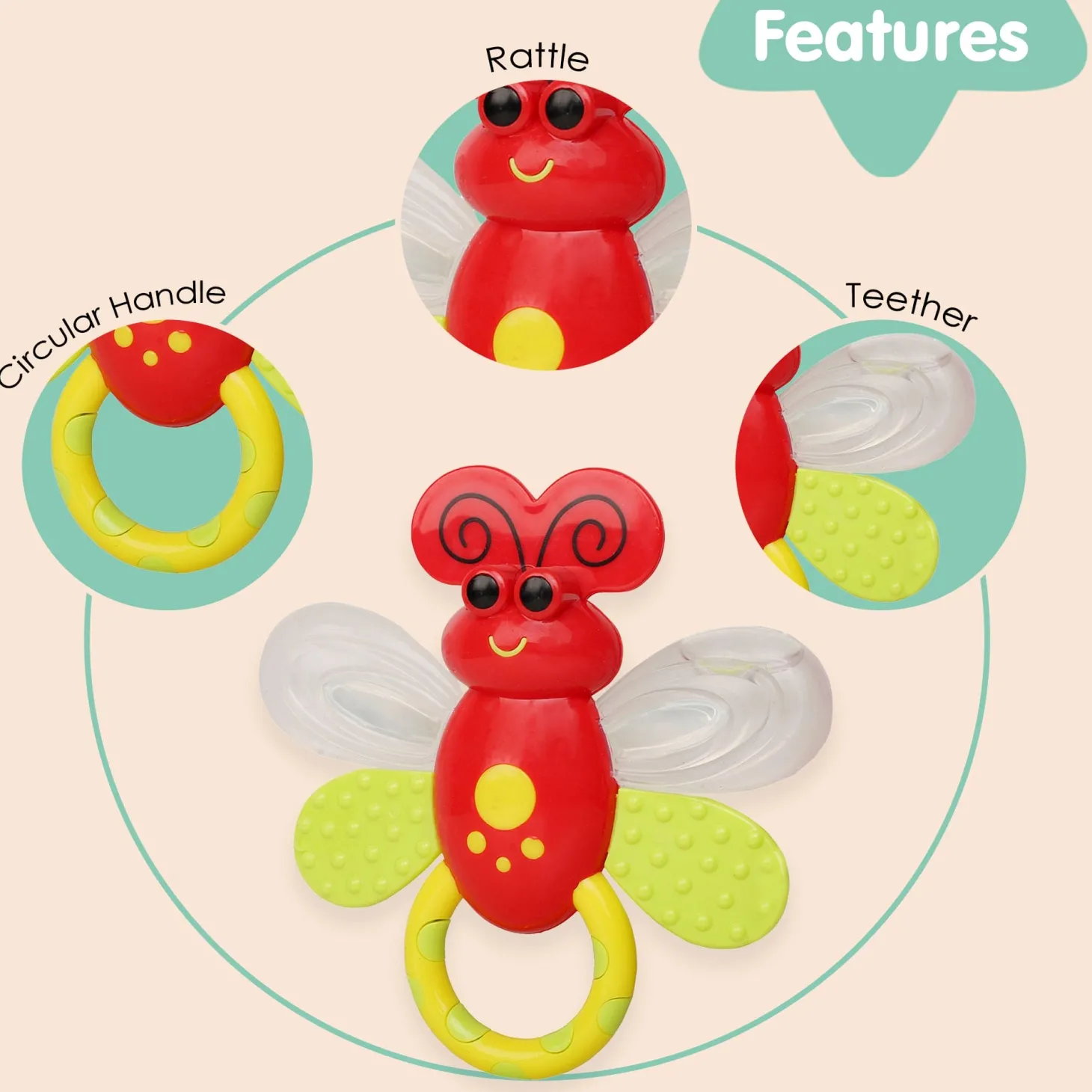 Butterfly Red Rattle Toy