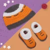 Cap And Booties Gift Set Soft Knitted Orange