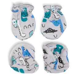Cap Mittens And Booties Gift Set Dinosaur Blue