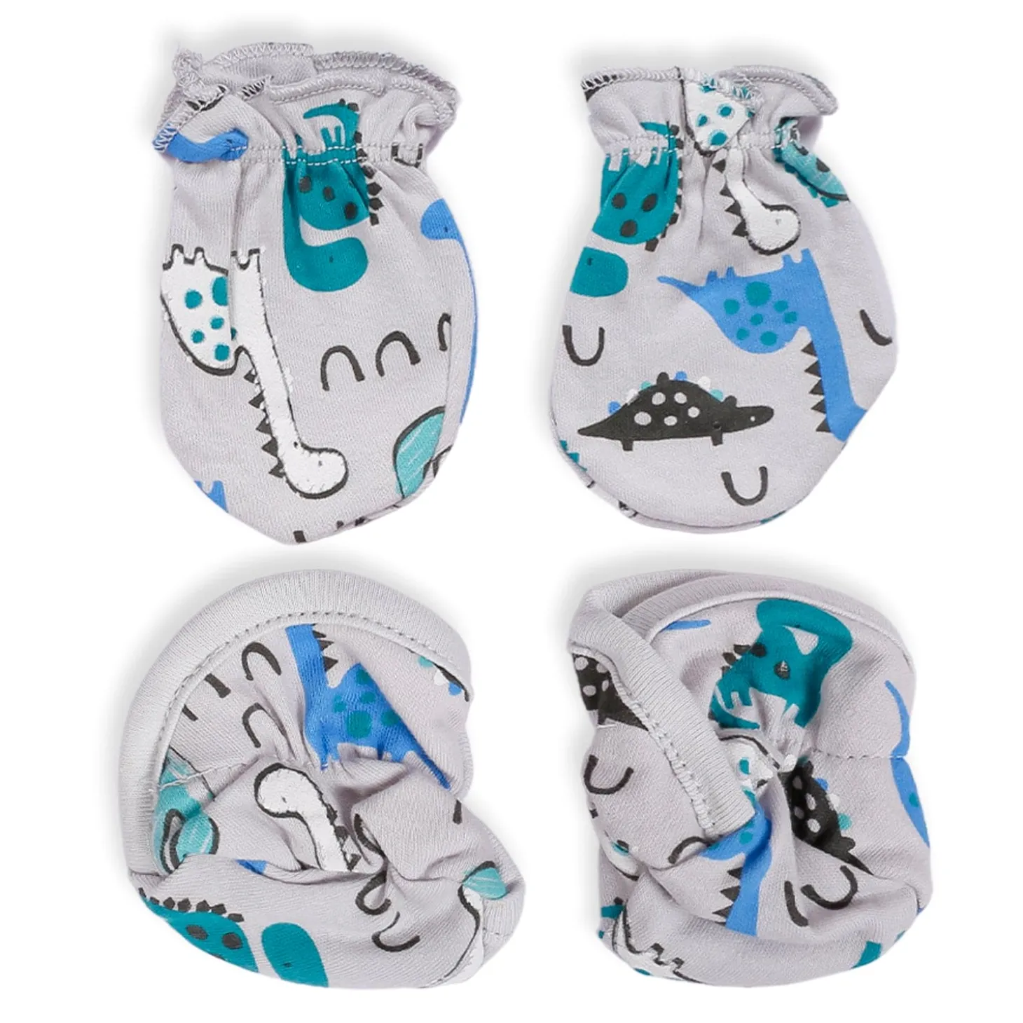 Cap Mittens And Booties Gift Set Dinosaur Blue