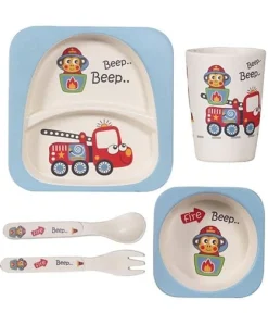 Car Blue Bamboo Fiber Dinner Set