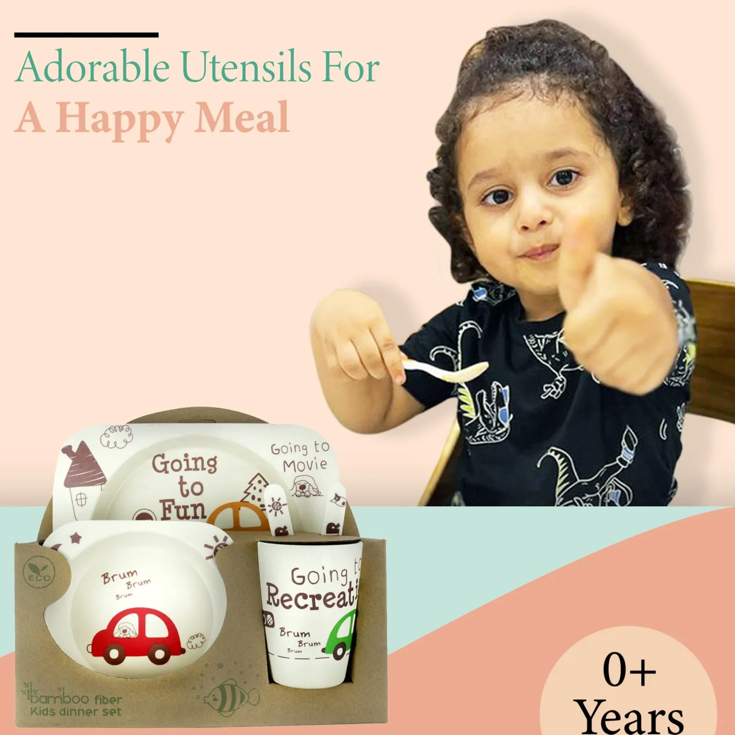 Car White Bamboo Fiber Dinner Set