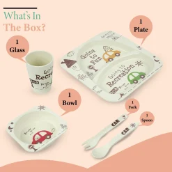 Car White Bamboo Fiber Dinner Set