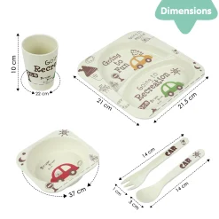 Car White Bamboo Fiber Dinner Set