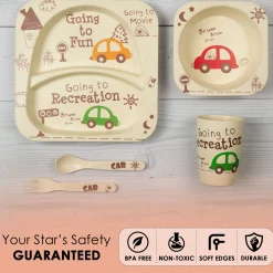 Car White Bamboo Fiber Dinner Set