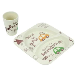 Car White Bamboo Fiber Dinner Set