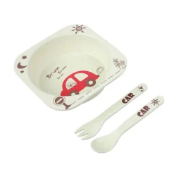 Car White Bamboo Fiber Dinner Set