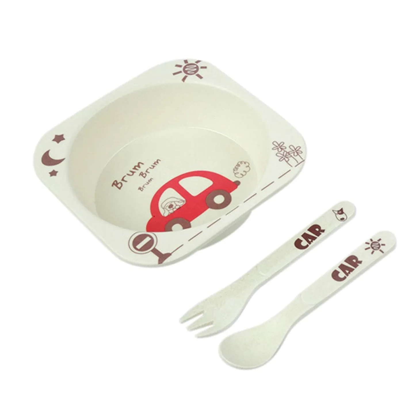 Car White Bamboo Fiber Dinner Set