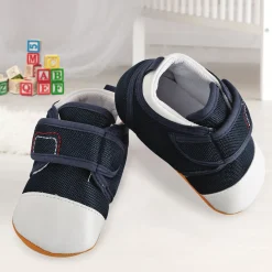 Casual Blue And White Velcro Booties