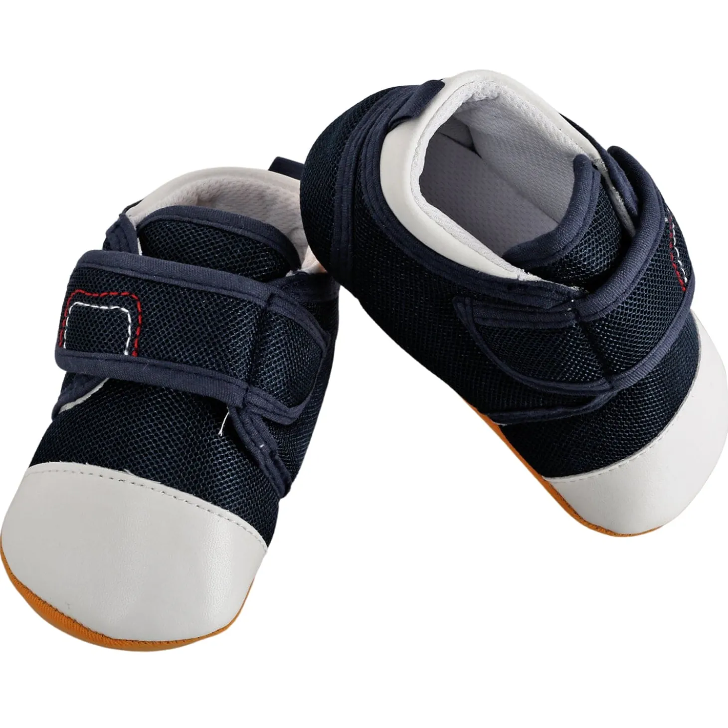 Casual Blue And White Velcro Booties