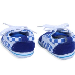 Checkered Lace-Up Casual Soft Sole Anti-Slip Sneaker Booties - Blue