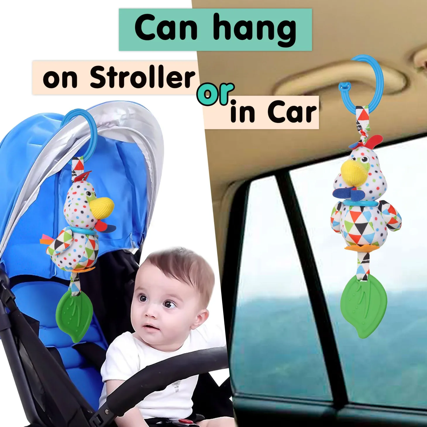 Chicken White Hanging Toy With Vibrations With Teether