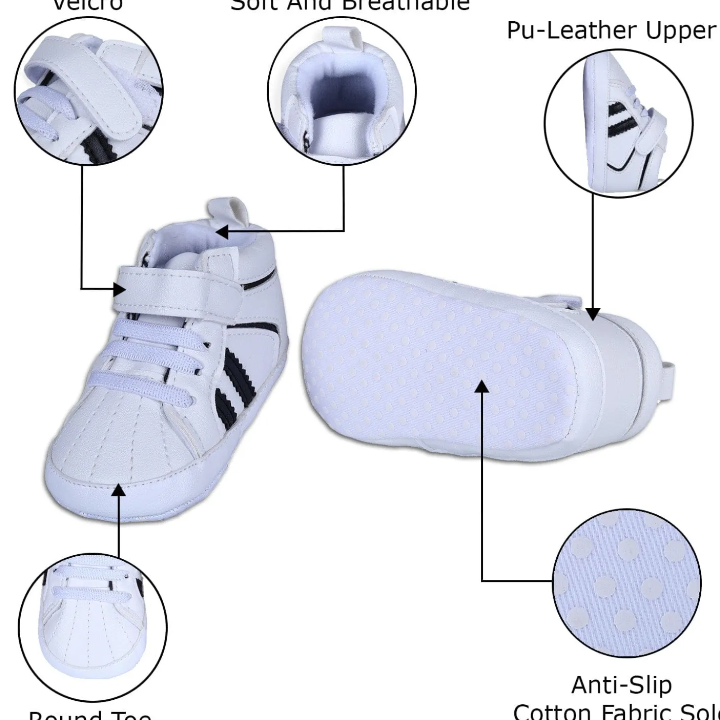 Classic Stripes Comfortable And Breathable Anti-Slip Sneaker Shoes - White