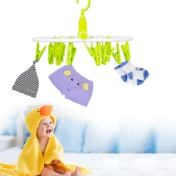 Clothes Hanger Round Foldable 18 Clips Green