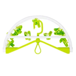 Clothes Hanger Round Foldable 18 Clips Green