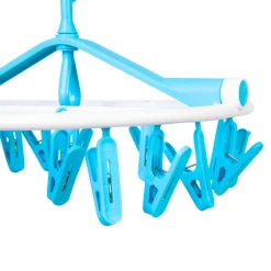 Clothes Hanger Round Foldable 18 Clips Blue