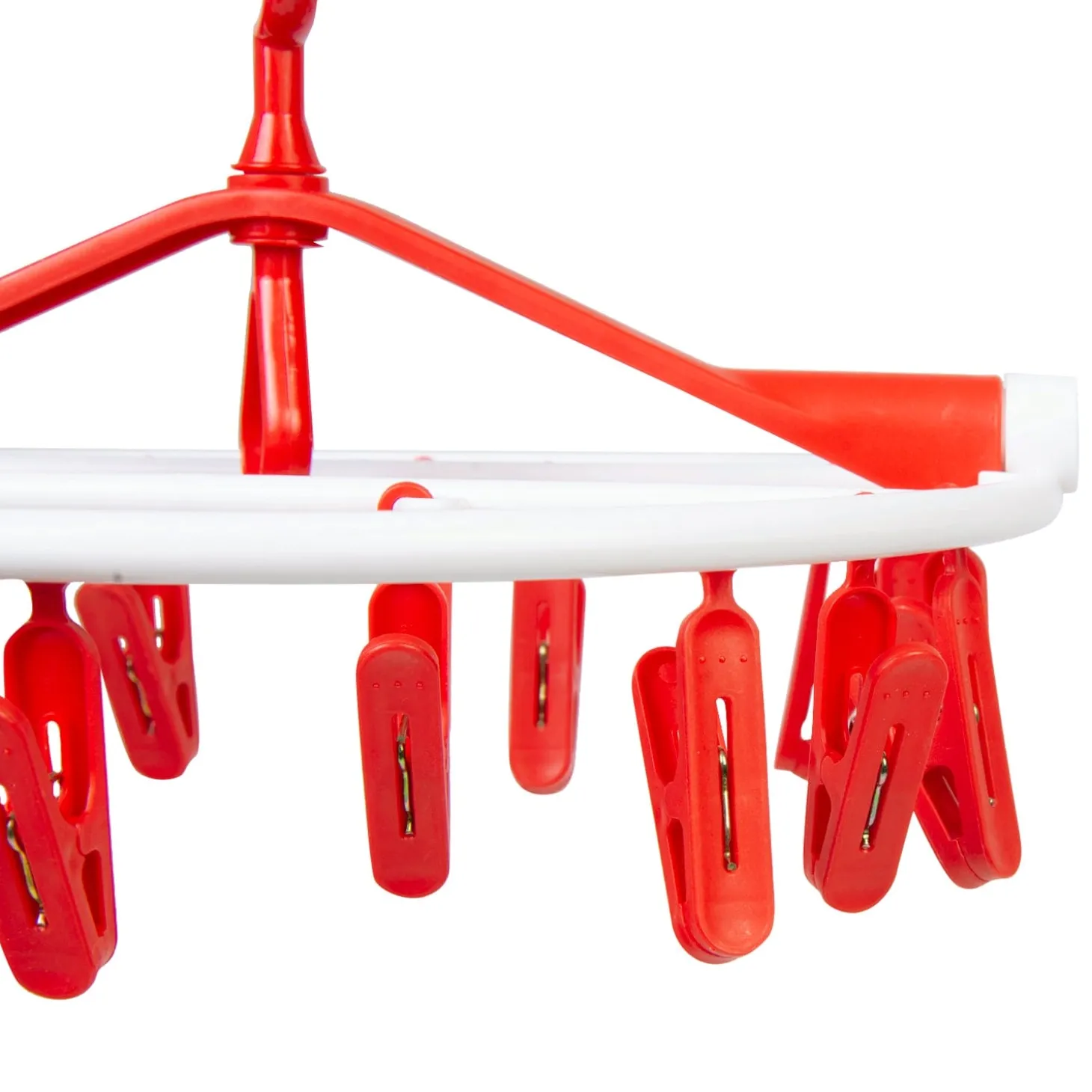 Clothes Hanger Round Foldable 18 Clips Red