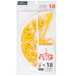 Clothes Hanger Round Foldable 18 Clips Yellow