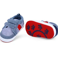 Colour Blocked Cute And Casual Denim Velcro Booties - Blue And Red