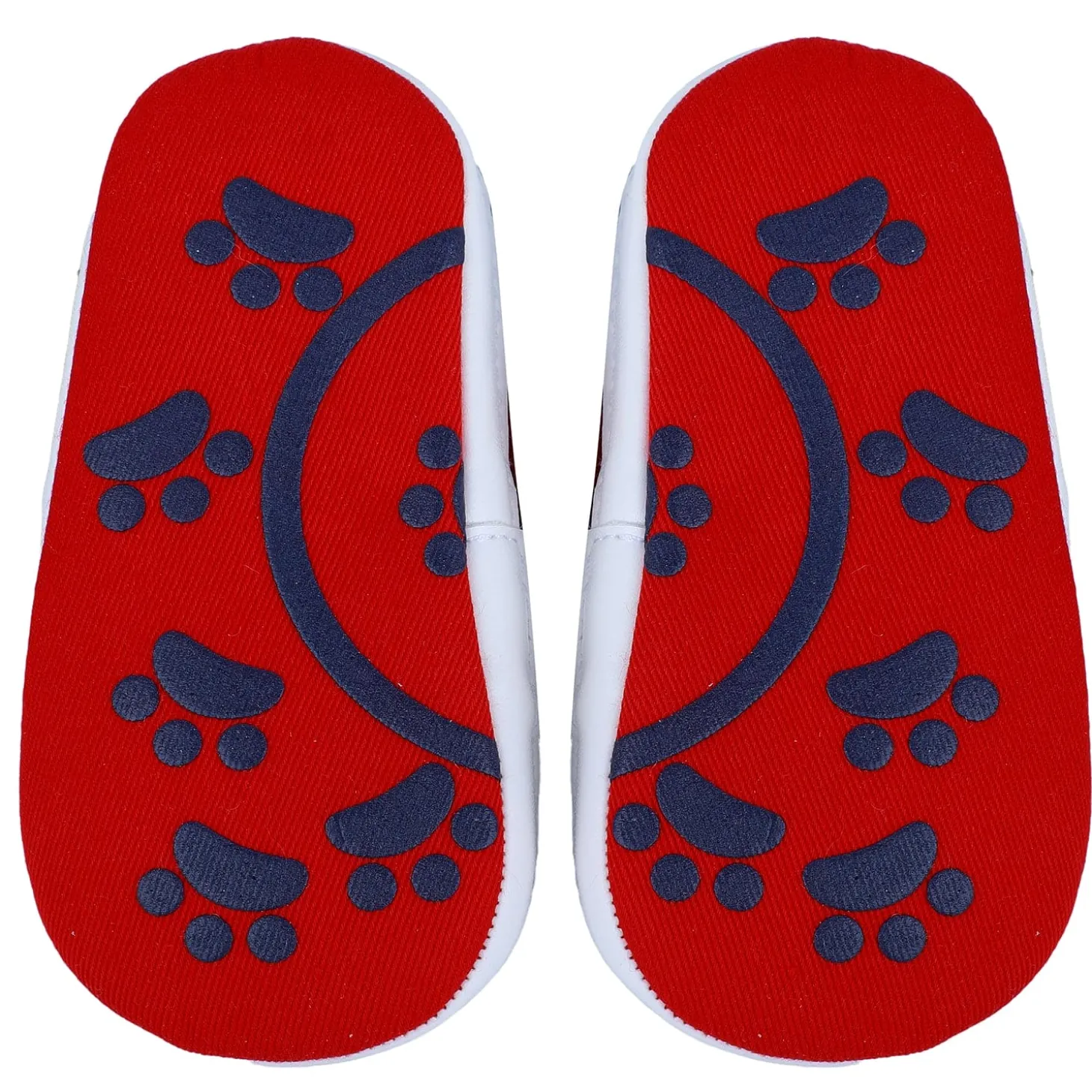 Colour Blocked Cute And Casual Denim Velcro Booties - Blue And Red