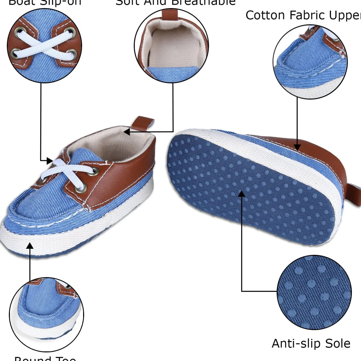 Colour Blocked Stylish Boat Slip-On Booties - Blue