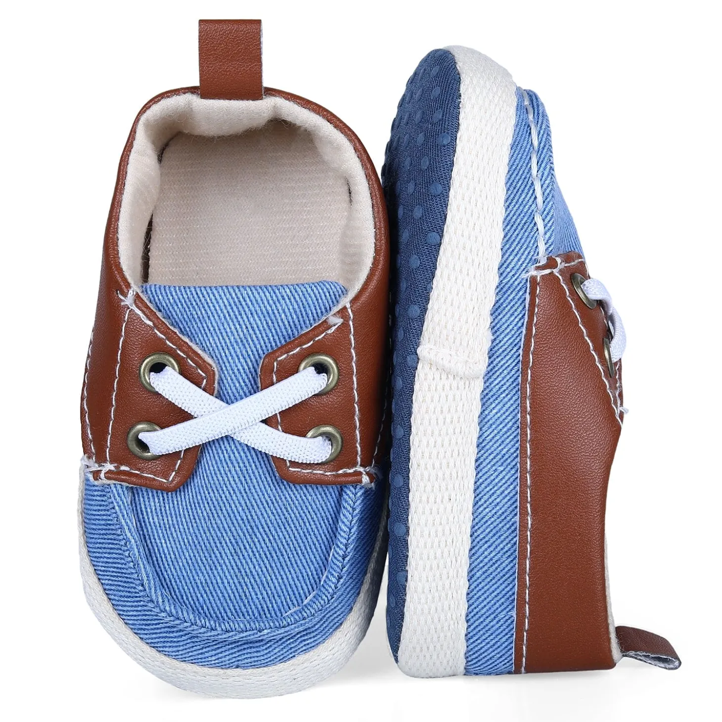 Colour Blocked Stylish Boat Slip-On Booties - Blue