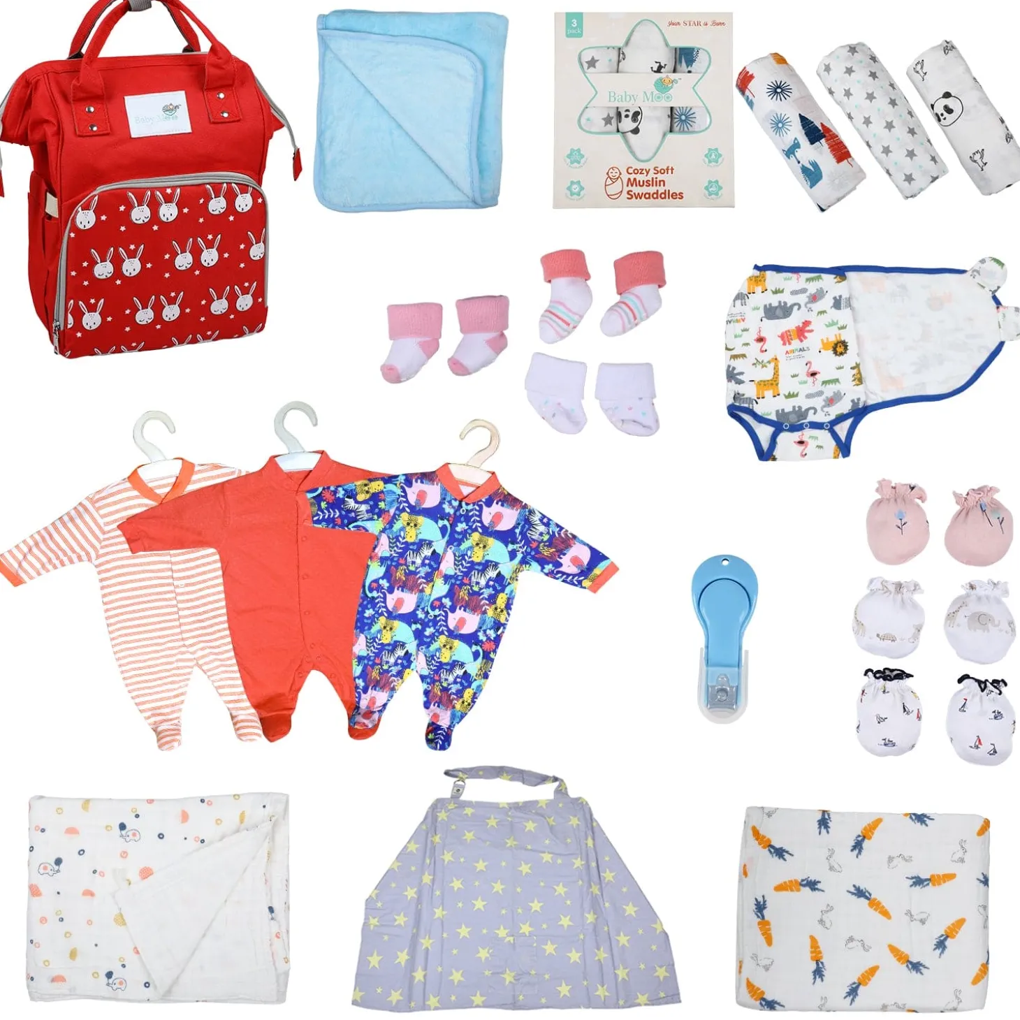 Complete Hospital Bag for Mum & Baby 19 Pcs Unisex Multicolour