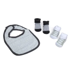 Cookies And Milk Grey And White Set Of 3 Bibs And 2 Socks