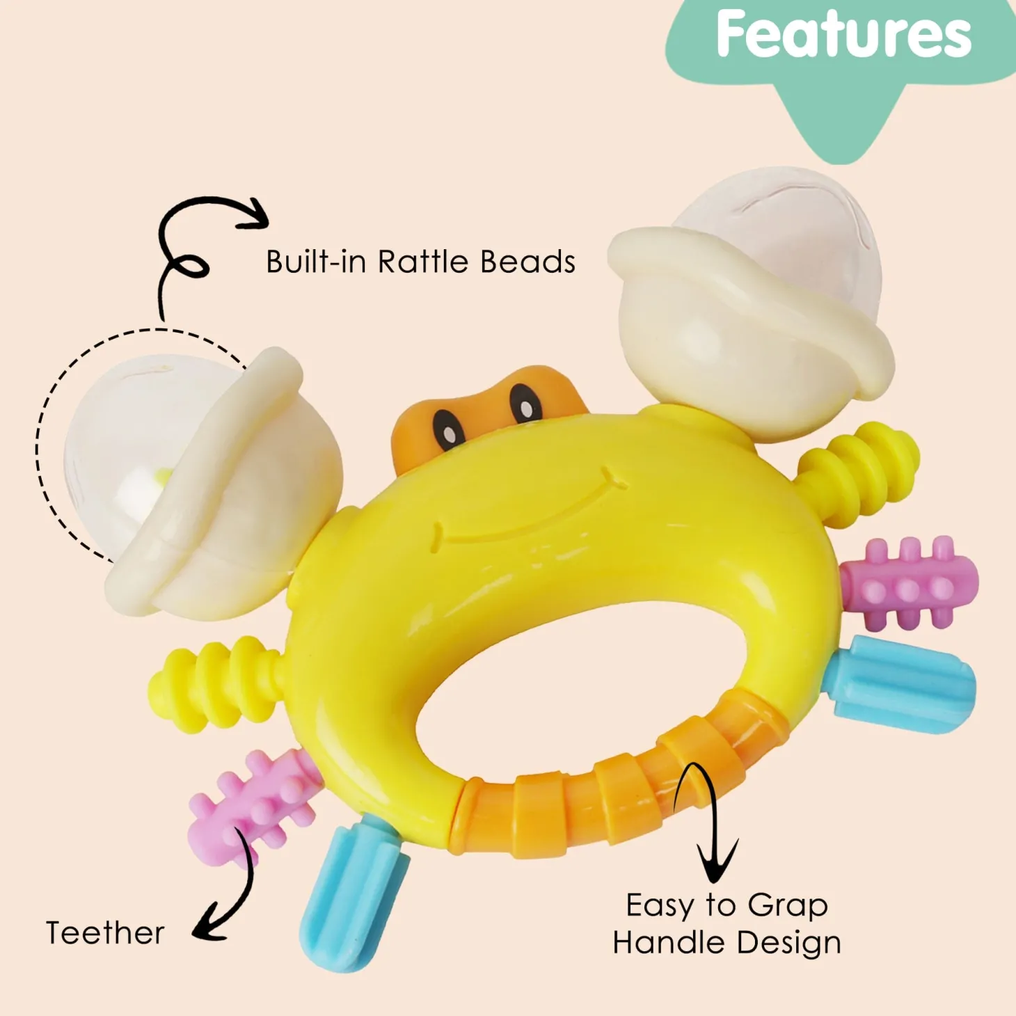 Crab Multicolour Rattle Toy