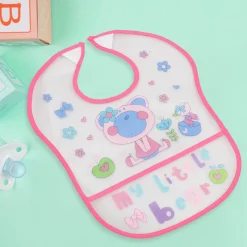 Crumb Catcher Waterproof Feeding Bib My Little Bear Pink