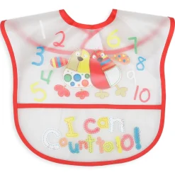 Crumb Catcher Waterproof Feeding Bib Counting Numbers Red