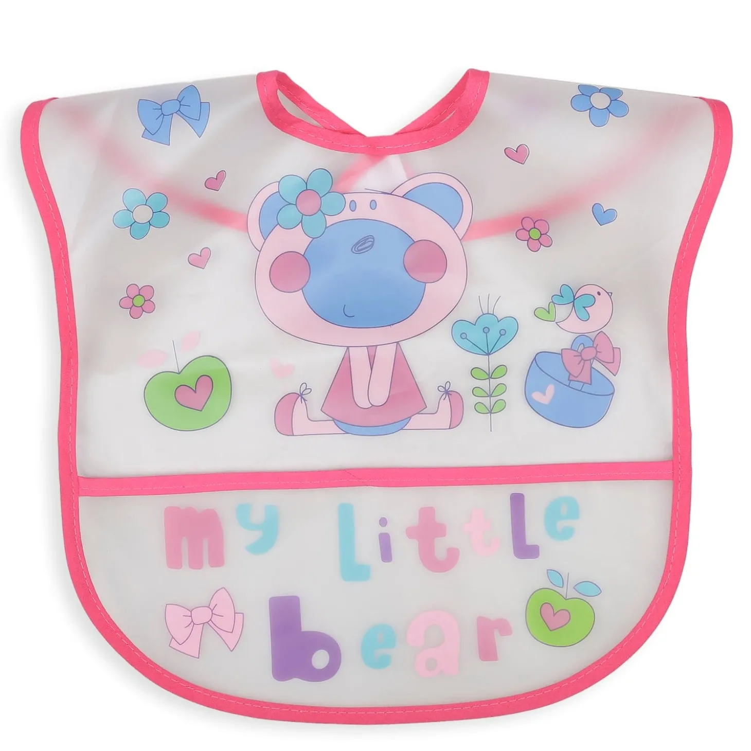 Crumb Catcher Waterproof Feeding Bib My Little Bear Pink