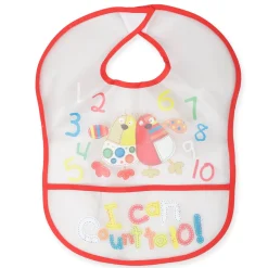 Crumb Catcher Waterproof Feeding Bib Counting Numbers Red