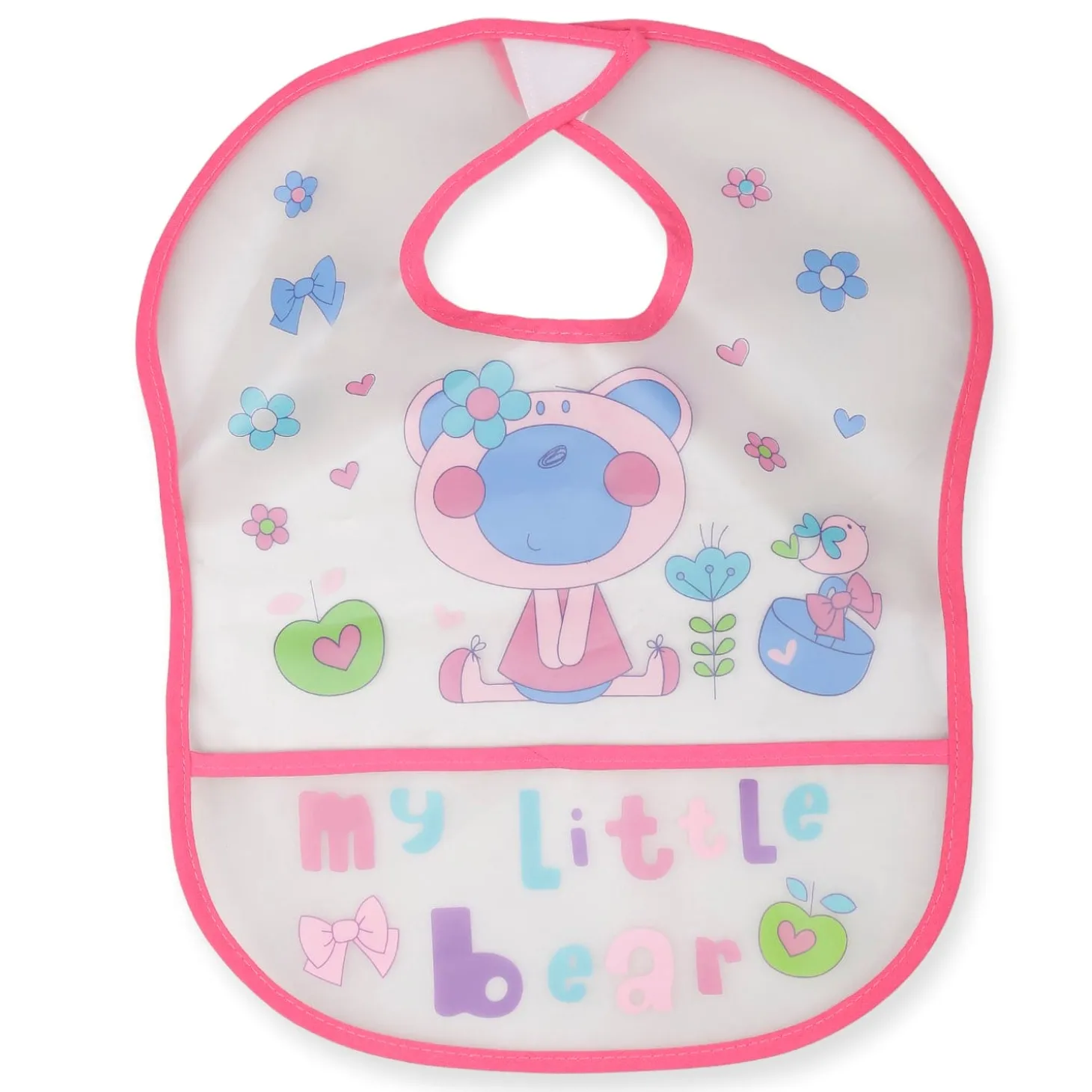 Crumb Catcher Waterproof Feeding Bib My Little Bear Pink