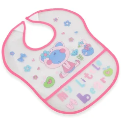 Crumb Catcher Waterproof Feeding Bib My Little Bear Pink