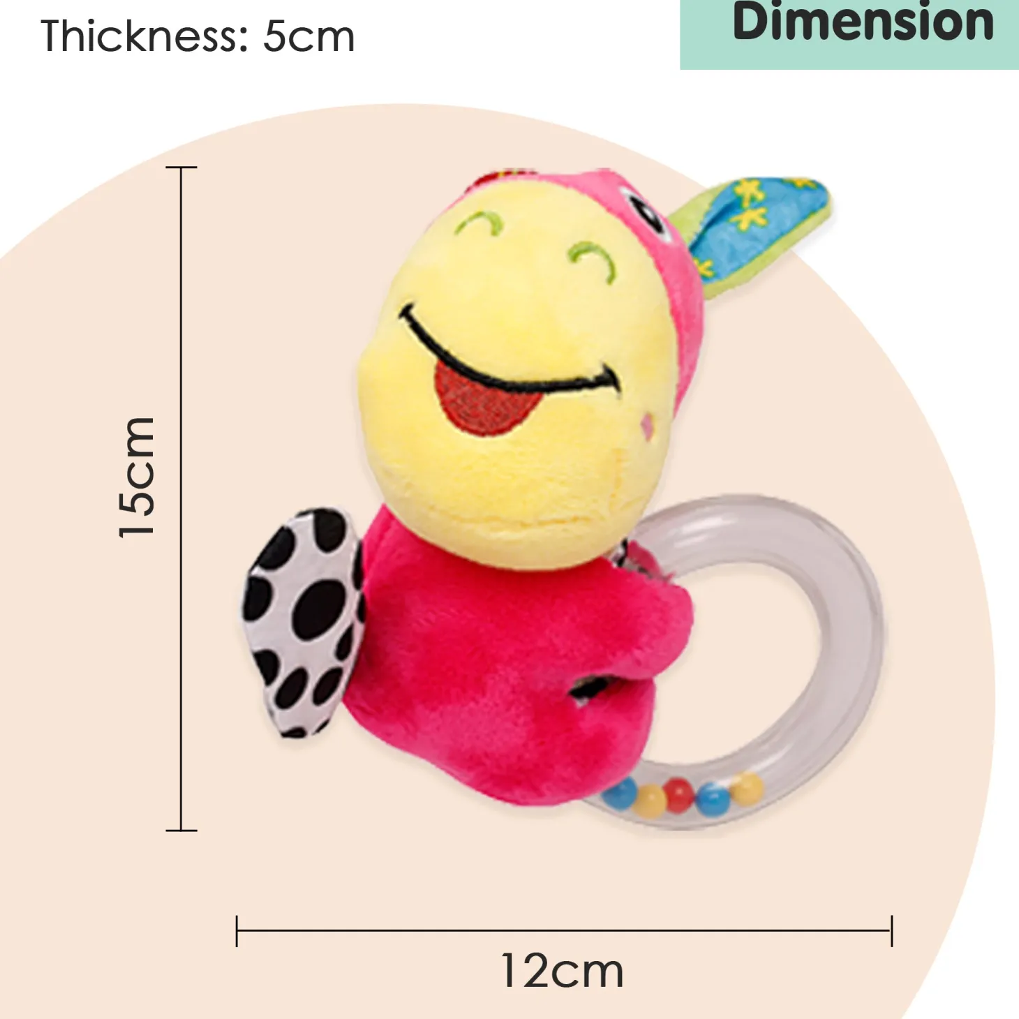 Cuddle Animal Pink Rattle