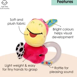 Cuddle Animal Pink Rattle