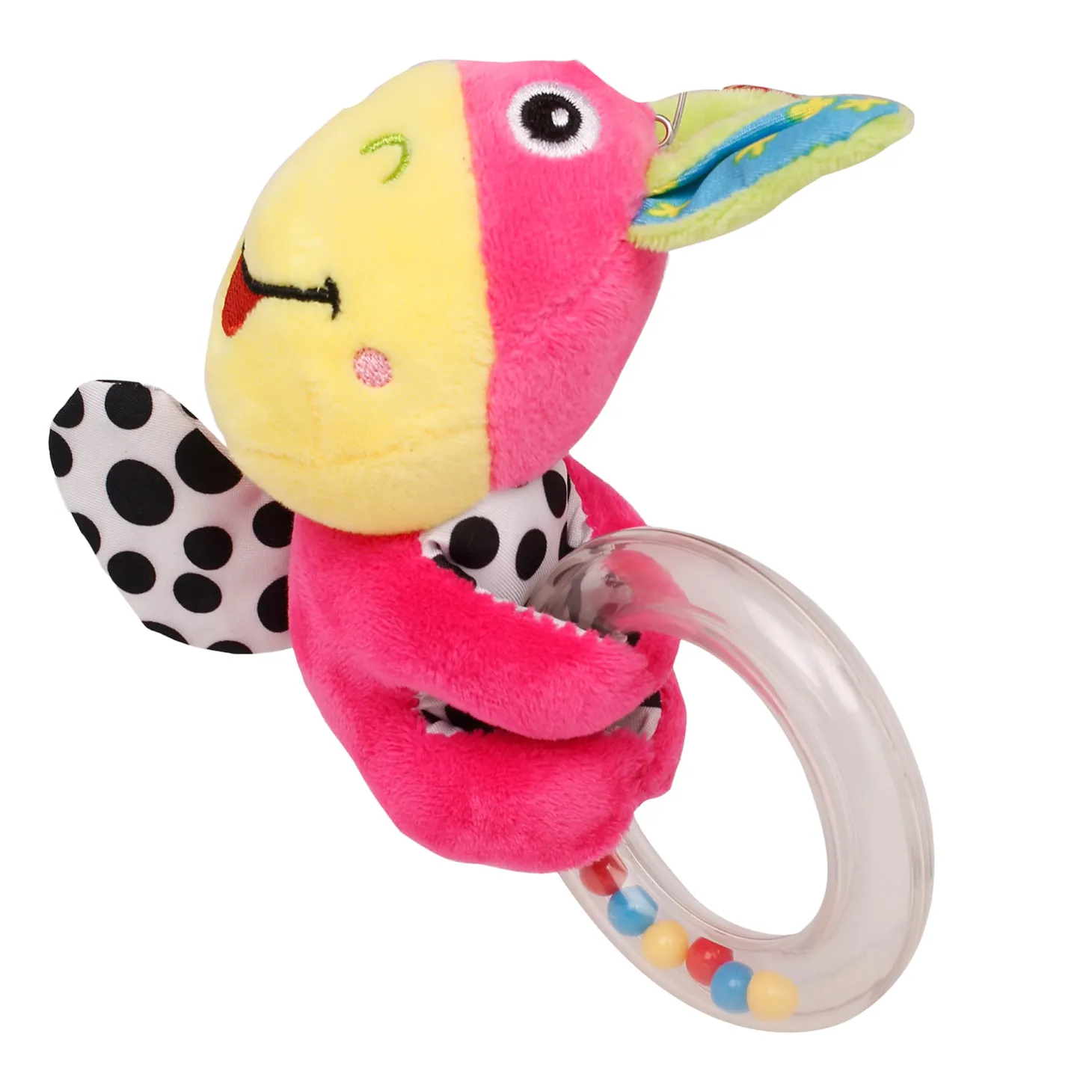 Cuddle Animal Pink Rattle