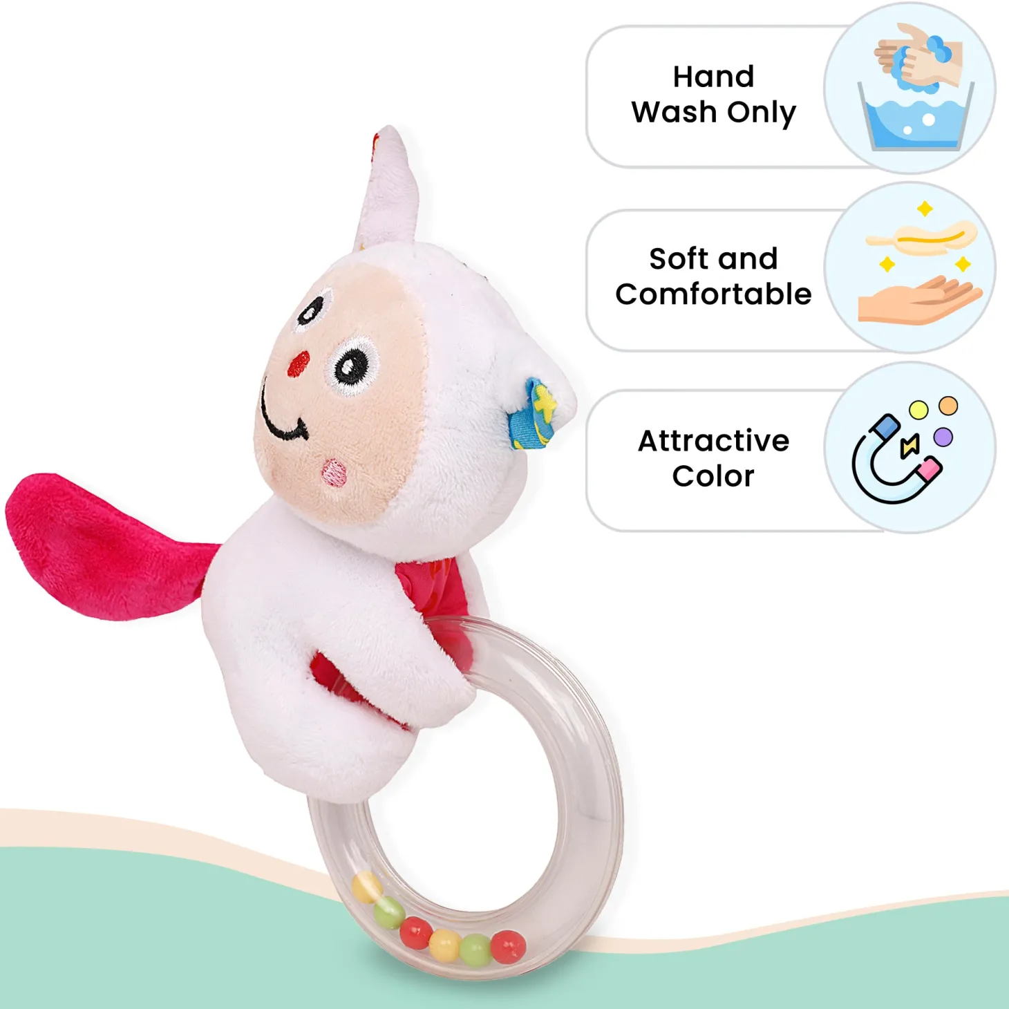 Cuddle Cat White Rattle