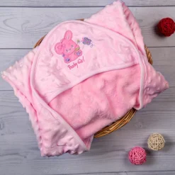 Cute Bunny Pink Hooded Bubble Blanket