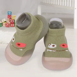 Cute Eye Anti-Skid Slip-On Rubber Sole Shoes - Olive Green