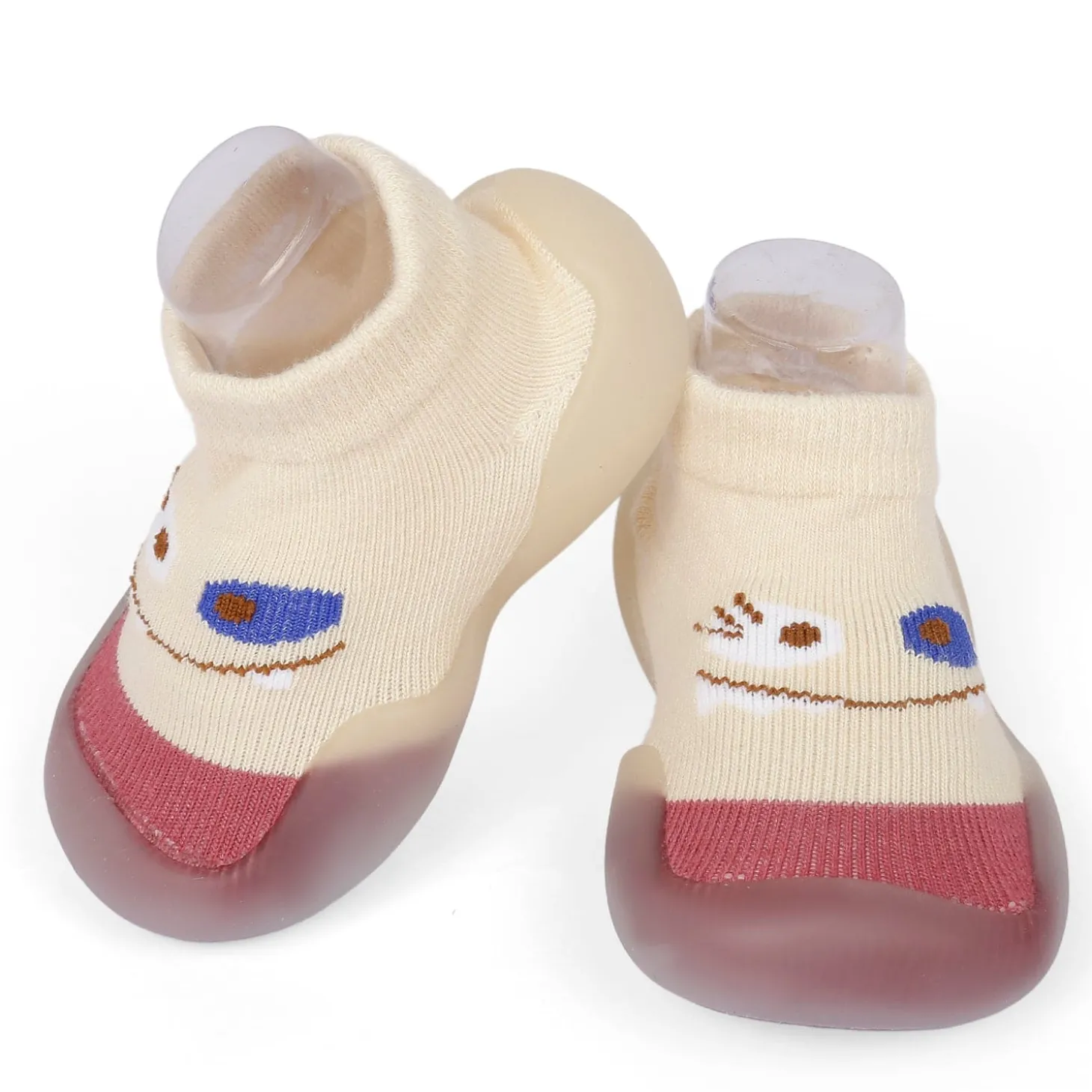 Cute Eye Anti-Skid Slip-On Rubber Sole Shoes - Cream, Maroon