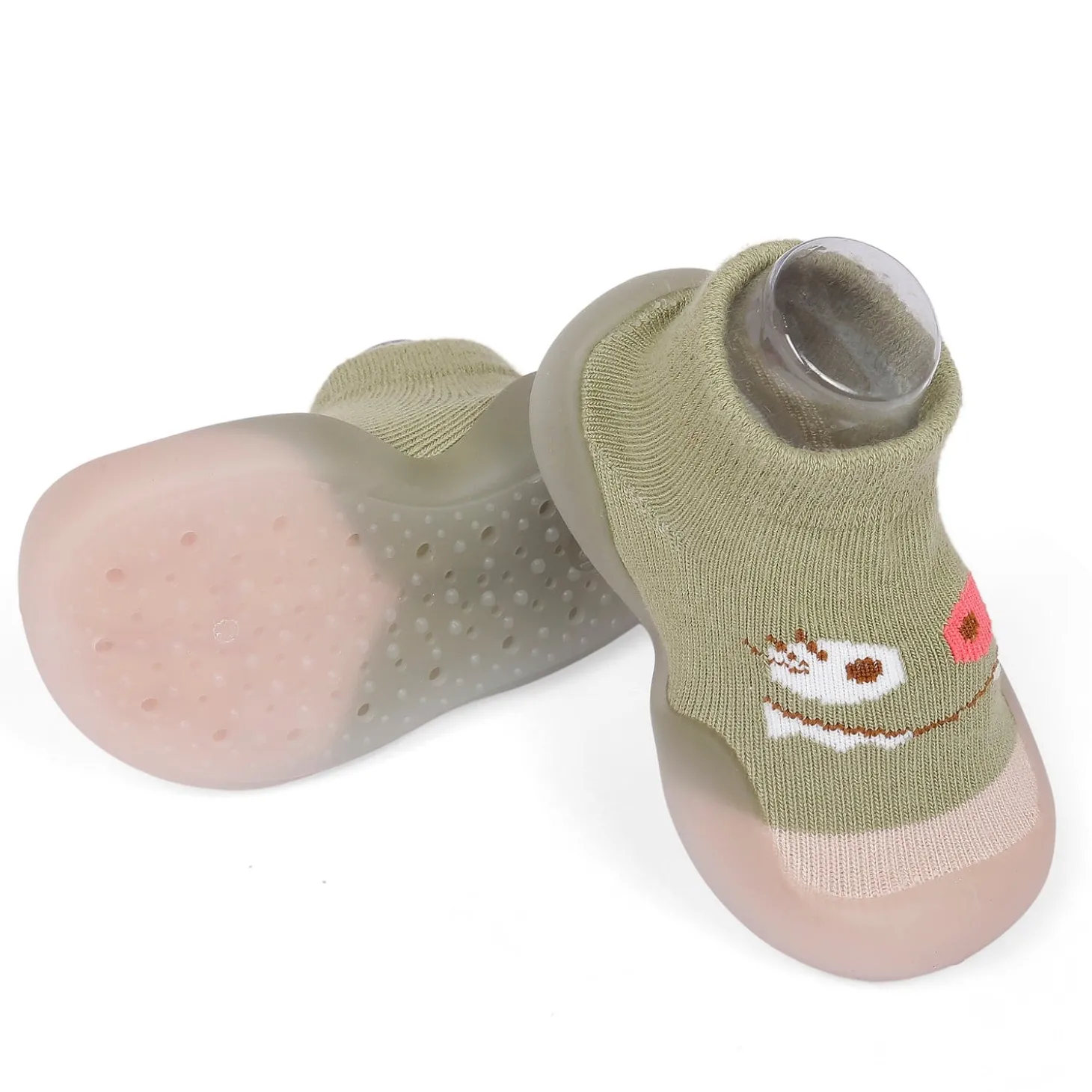 Cute Eye Anti-Skid Slip-On Rubber Sole Shoes - Olive Green