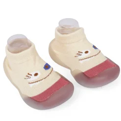 Cute Eye Anti-Skid Slip-On Rubber Sole Shoes - Cream, Maroon